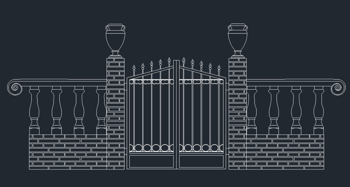 دانلود فایل اتوکد دیوار محوطه آجری DWG | Brick Perimeter DWG Fence Download
